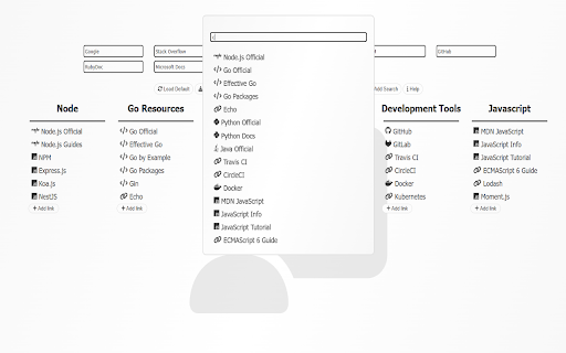 Custom Home  New Tab Page  from Chrome web store to be run with OffiDocs Chromium online