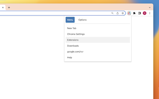 Custom Menu  from Chrome web store to be run with OffiDocs Chromium online