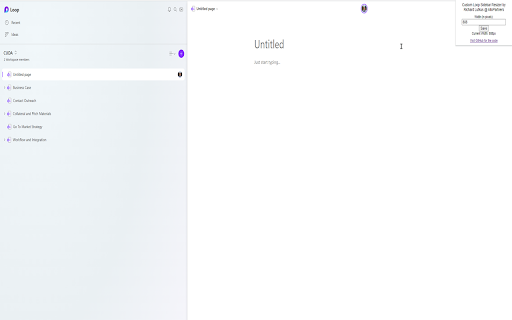 Custom Microsoft Loop Sidebar Width  from Chrome web store to be run with OffiDocs Chromium online