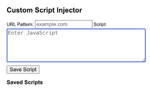 Custom Script Injector  from Chrome web store to be run with OffiDocs Chromium online