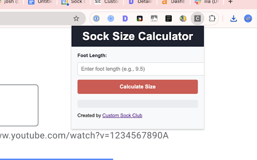 Custom Sock Size Calculator  from Chrome web store to be run with OffiDocs Chromium online
