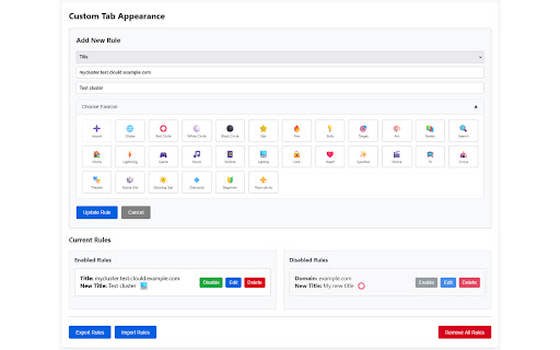 Custom Tab Appearance  from Chrome web store to be run with OffiDocs Chromium online