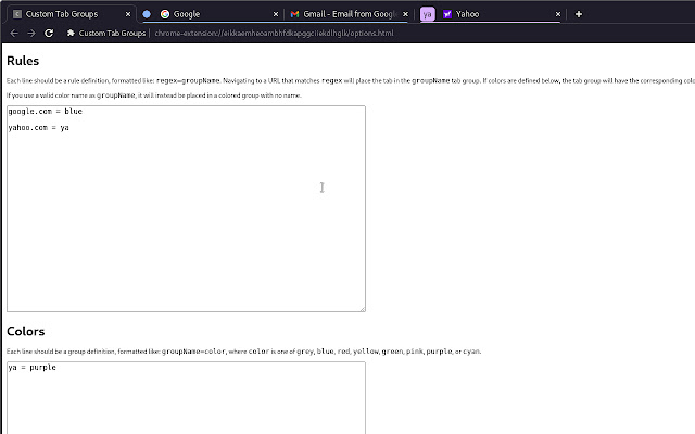 Custom Tab Groups  from Chrome web store to be run with OffiDocs Chromium online