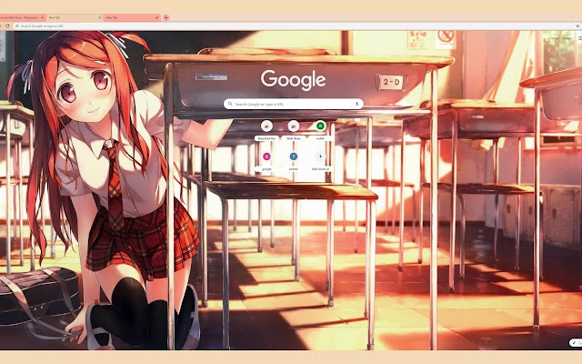 Motyw Cute Anime Girl in Class ♥ ze sklepu internetowego Chrome do uruchomienia z OffiDocs Chromium online