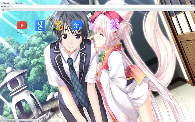 Cute Anime WolfGirl theme 1366x768  from Chrome web store to be run with OffiDocs Chromium online