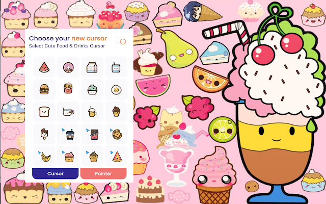 Cute Food  Drinks Cursor  from Chrome web store to be run with OffiDocs Chromium online