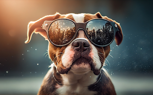 cute puppy wears sunglasses summer fun  from Chrome web store to be run with OffiDocs Chromium online