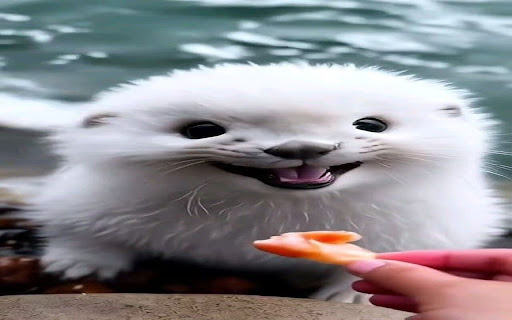 cute white otter wallpaper  from Chrome web store to be run with OffiDocs Chromium online