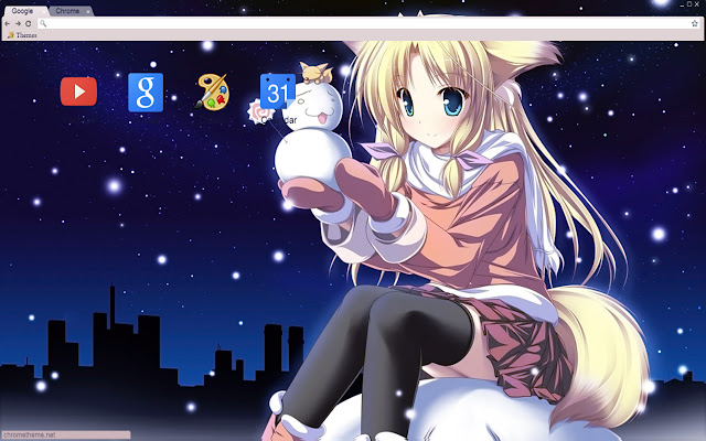 Cute Wolfgirl Anime christmas theme 1366x768  from Chrome web store to be run with OffiDocs Chromium online
