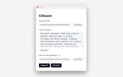 CVAssist  from Chrome web store to be run with OffiDocs Chromium online