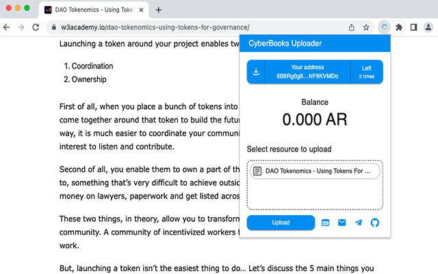 CyberBooks Uploader  from Chrome web store to be run with OffiDocs Chromium online