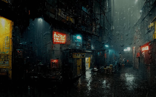 Cyberpunk Alley at Rain  from Chrome web store to be run with OffiDocs Chromium online