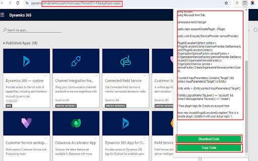 D365 Plugin Code Generator  from Chrome web store to be run with OffiDocs Chromium online