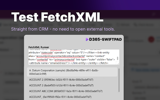 D365 Swiftpad  from Chrome web store to be run with OffiDocs Chromium online