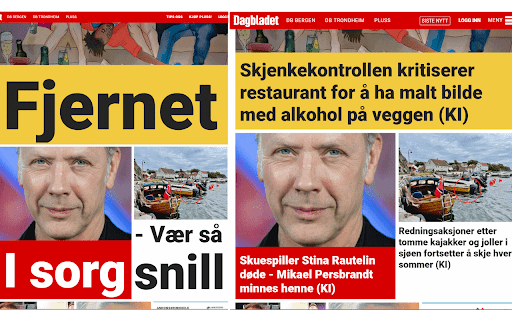 Dagbladet forsidefiks  from Chrome web store to be run with OffiDocs Chromium online