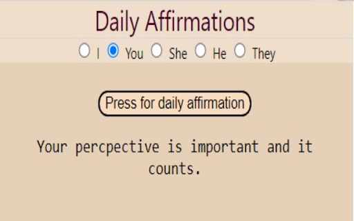 Daily Affirmation  from Chrome web store to be run with OffiDocs Chromium online