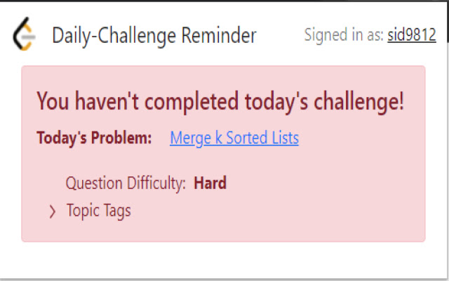 Daily Challenge Reminder  from Chrome web store to be run with OffiDocs Chromium online