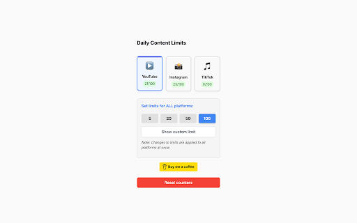 Daily Content Limit  from Chrome web store to be run with OffiDocs Chromium online