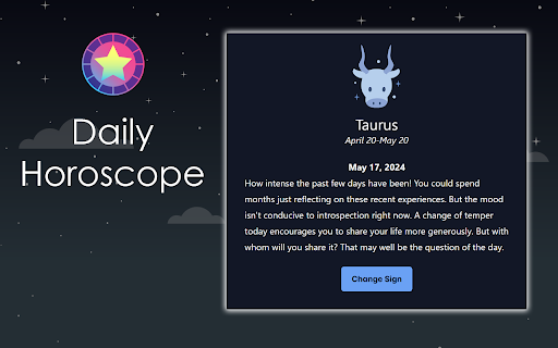 Daily Horoscope  from Chrome web store to be run with OffiDocs Chromium online