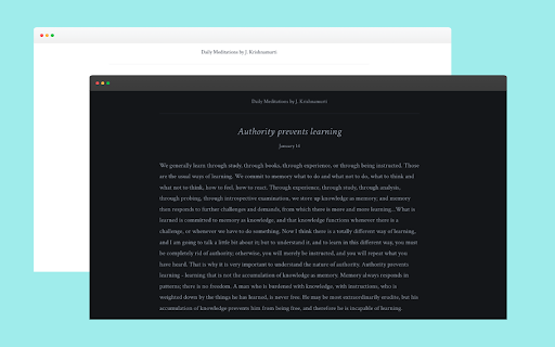Daily Meditations by J. Krishnamurti  from Chrome web store to be run with OffiDocs Chromium online