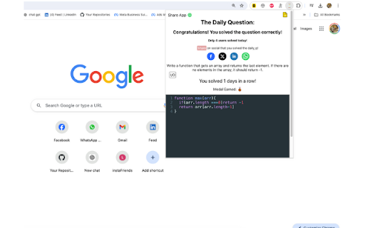 DailyQ Coding Practice  from Chrome web store to be run with OffiDocs Chromium online