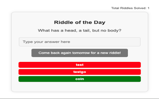Daily Riddle  from Chrome web store to be run with OffiDocs Chromium online
