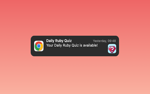 Daily Ruby Quiz  from Chrome web store to be run with OffiDocs Chromium online