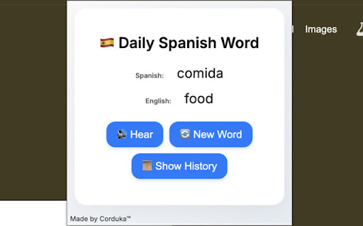 Daily Spanish Word  from Chrome web store to be run with OffiDocs Chromium online
