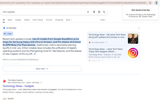 Daily Tech Quote  from Chrome web store to be run with OffiDocs Chromium online