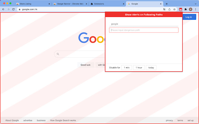 Danger Banner  from Chrome web store to be run with OffiDocs Chromium online