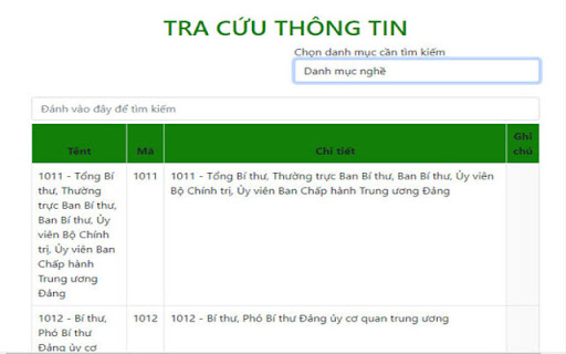 Danh mục ngành kinh tế, nghề...  from Chrome web store to be run with OffiDocs Chromium online