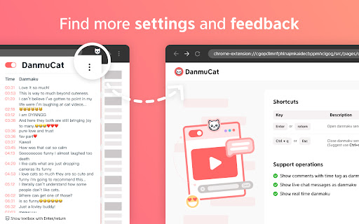 DanmuCat Show YouTube video comments and live messages as danmaku!  from Chrome web store to be run with OffiDocs Chromium online