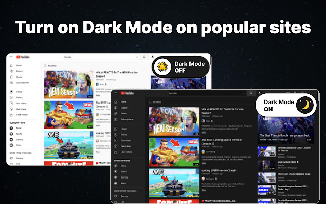 Dark Mode 2.0 for Youtube, Facebook, Whatsapp  from Chrome web store to be run with OffiDocs Chromium online