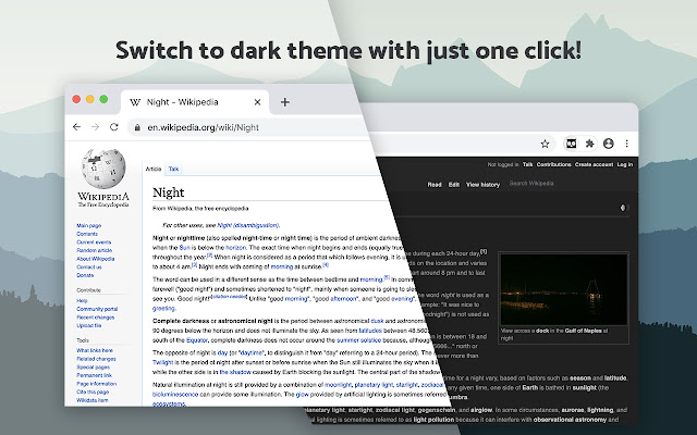 Dark Mode for Chrome  from Chrome web store to be run with OffiDocs Chromium online