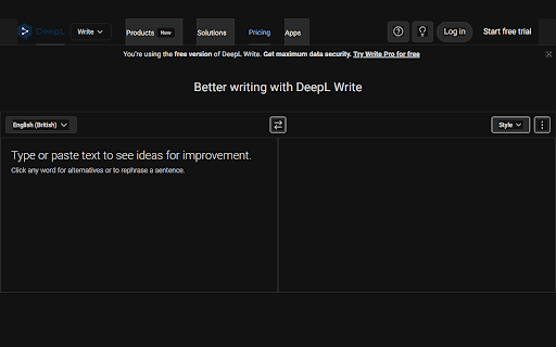 Dark Mode for DeepL  from Chrome web store to be run with OffiDocs Chromium online