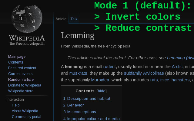 Dark mode / night reader  from Chrome web store to be run with OffiDocs Chromium online