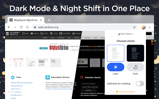 Dark Mode – Night Reader for Chrome  All Websites  from Chrome web store to be run with OffiDocs Chromium online