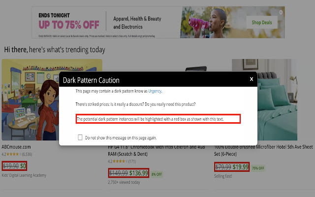 Dark Pattern Detector  from Chrome web store to be run with OffiDocs Chromium online