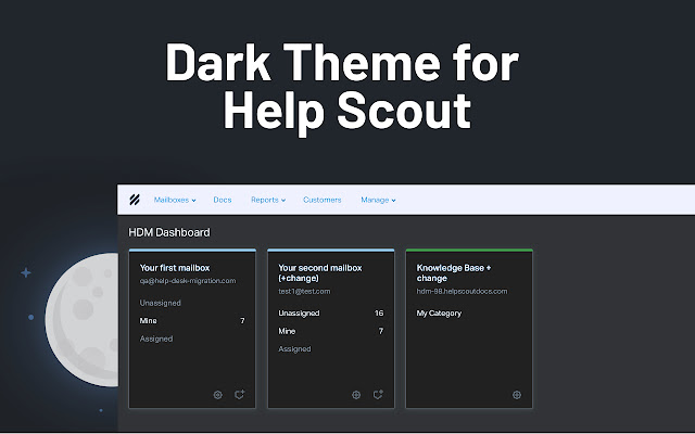 Dark Theme for Help Scout  from Chrome web store to be run with OffiDocs Chromium online