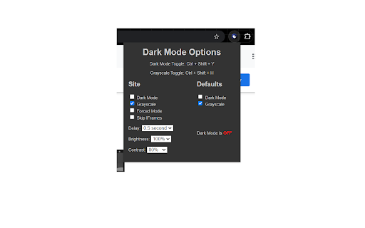 Dark Toggle  from Chrome web store to be run with OffiDocs Chromium online