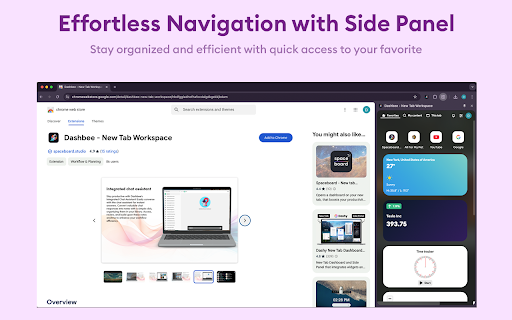 Dashbee New Tab Workspace  from Chrome web store to be run with OffiDocs Chromium online