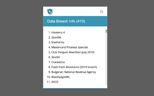 Data Breach Info  from Chrome web store to be run with OffiDocs Chromium online