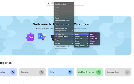 Data Filler  from Chrome web store to be run with OffiDocs Chromium online