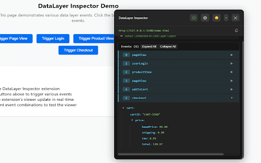 DataLayer Inspector  from Chrome web store to be run with OffiDocs Chromium online