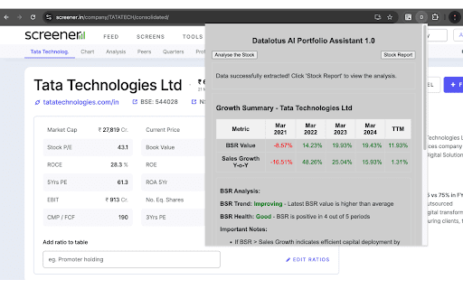 Datalotus Portfolio Assistant  from Chrome web store to be run with OffiDocs Chromium online