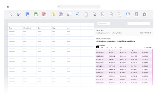 DataSnipper WebSnip Extension  from Chrome web store to be run with OffiDocs Chromium online