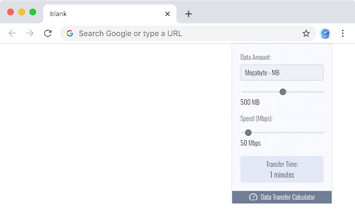 Data Transfer Calculator  from Chrome web store to be run with OffiDocs Chromium online