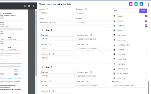 Datatruck extension  from Chrome web store to be run with OffiDocs Chromium online