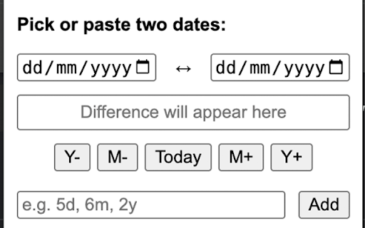 Date Dif  from Chrome web store to be run with OffiDocs Chromium online