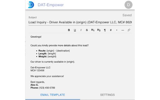 DAT Empower  from Chrome web store to be run with OffiDocs Chromium online